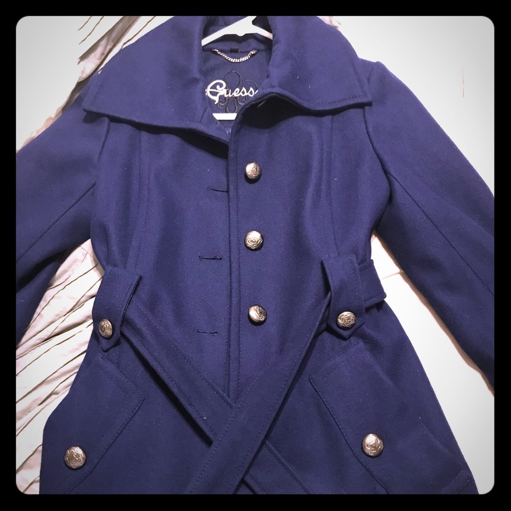 Guess Pea Coat - Navy- size medium